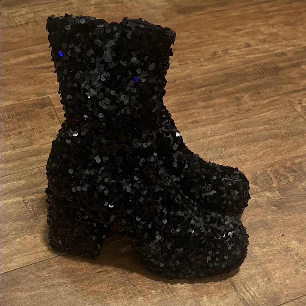 Black Sequin Ankle Boots size 6